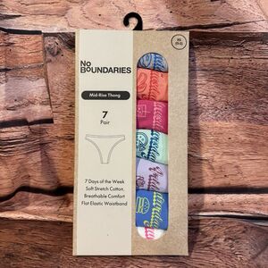 No Boundaries Mid-Rise Thong 7 Pack XS (0-2) Days of Week Cotton Stretch
